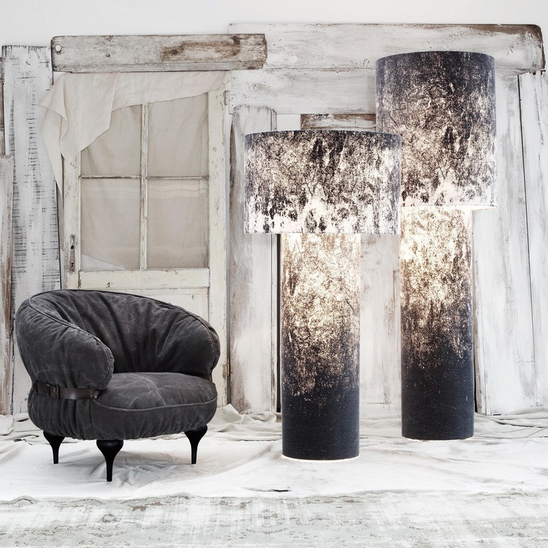 意大利管状客厅落地灯现代简约诧寂风卧K室床头样板间布艺黑色台