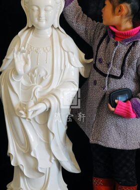 1.35米立莲握瓶观音德化陶瓷观音瓷器观音个性居家办公桌摆件礼品