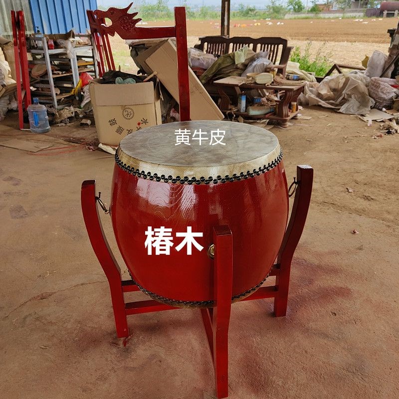 正宗黄牛皮大鼓 椿木鼓腔白坯A白茬鼓寺院鼓原木 寺庙实木架子
