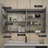 ll感应美妆浴室镜柜智能独挂墙式 储物收纳带灯卫生间实木梳妆镜