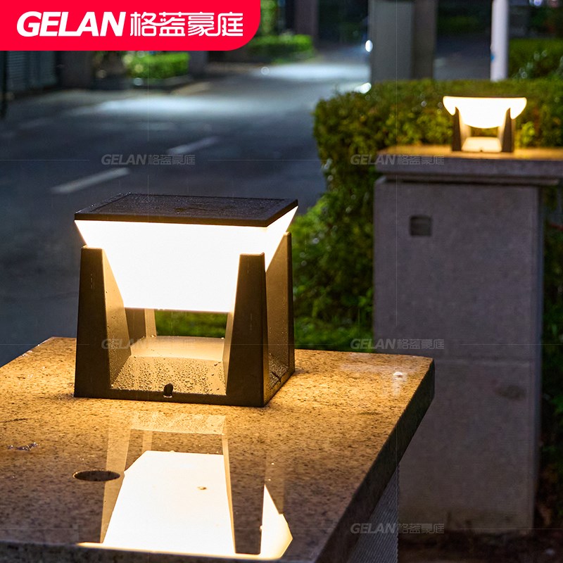 太阳能柱头灯户外防水别墅小w柱子灯花园庭院灯两侧院墙灯围墙灯