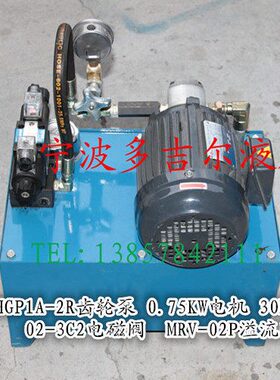 HGP1A-2R齿轮泵 0.75KW电机 30L油箱 02-3C2电磁阀 MRV-02P溢流阀
