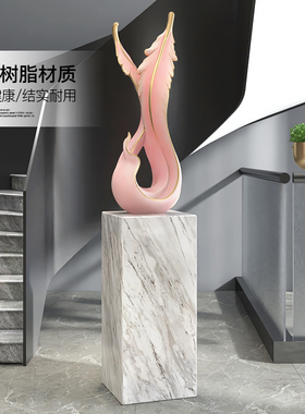 轻奢羽毛客厅电视柜摆件家居饰品样板F间展厅装饰店铺开业乔迁礼