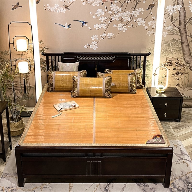 凉席竹席生态居j家新款可折叠式夏季空调双面藤席竹炭纤维古法匠