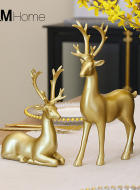 玄关招财鹿客f厅酒柜酒架装饰摆件家居创意欧式电视柜新房乔迁礼