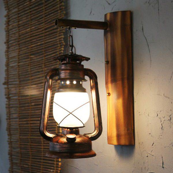 中式复古怀旧铁艺竹艺个性创意马灯网伽酒吧loft仿古过道阳台壁灯