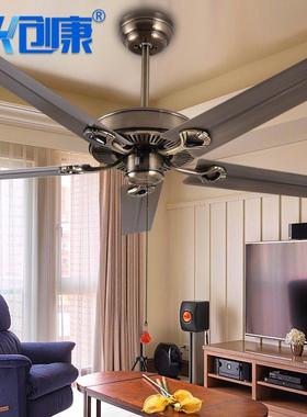 无吊扇工业风吊叶扇餐厅电风扇复古吊吊63263灯扇家用铁装饰扇黑