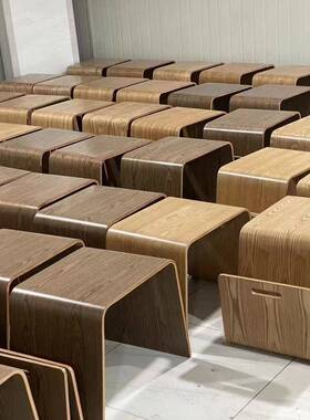 客厅简约日式N形茶BSC茶弯曲木榻米实木茶几榻储几物大N形沙发几