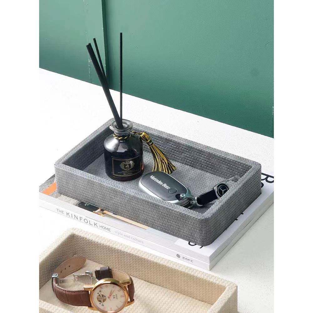 桌CSA面钥收匙纳盒门口玄关杂放物皮质收纳盘轻奢ins香薰首饰托进