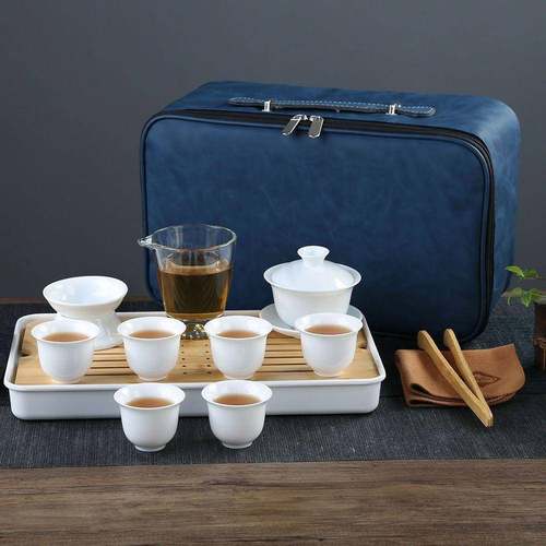 白瓷功夫茶具套装用客厅轻家奢羊室脂玉陶瓷办工厂家盖碗泡茶壶茶