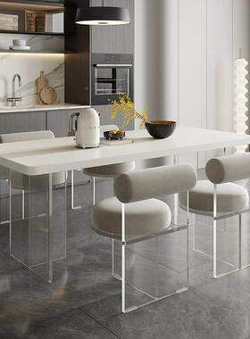 亚克形力板餐桌岩CZ0684透明家约用简白色意式轻奢悬浮餐桌长方饭