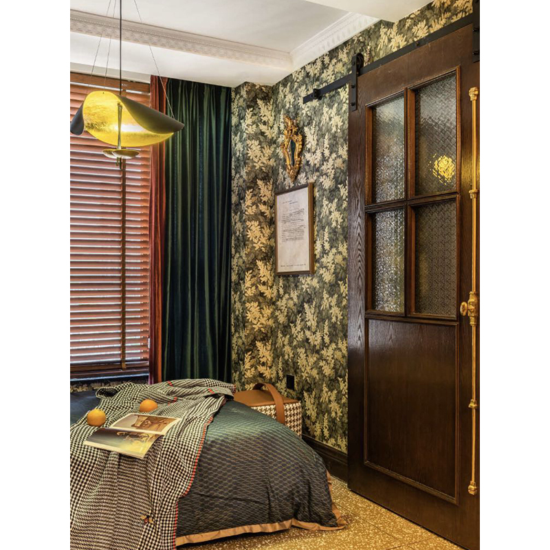 现货Green Shade北欧复古轻奢叶子油I画壁纸 客厅卧室电视背景墙