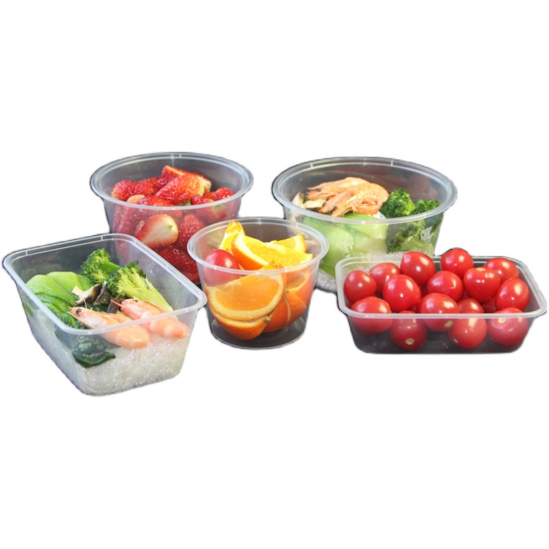 一次性餐盒圆形无盖全底塑料透明PCP打包盒汤碗方型可加热外卖饭