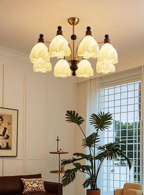 法式中风裙摆吊灯侘寂油风奶厅客厅古灯实木复古护眼高级92489感