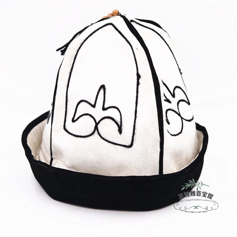 新疆伊犁哈萨克族白宫拉吾v拉民族服饰特色手工艺品男士白黑色礼