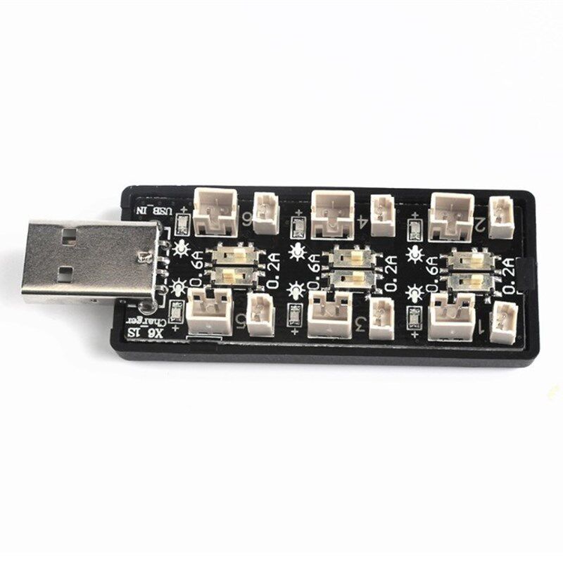 六通道 1S USB转3.7V 电池充C电器 供电接口 独立输出 充电智能充