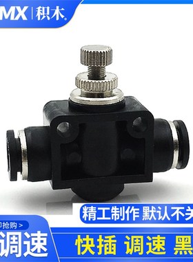 气动SA4快速接头SA6管道节流阀SA8 SA10 SA12 可调节塑料气管接头