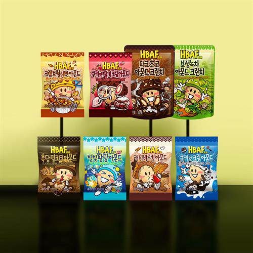 【新品】韩国进口HBAF芭蜂扁桃仁夹心糖黑巧克力跳跳星坚果小包装