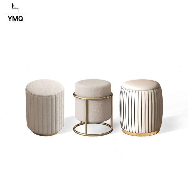 轻奢皮凳子家用客厅小皮墩北欧软面软坐沙发布圆凳后现代简约墩子