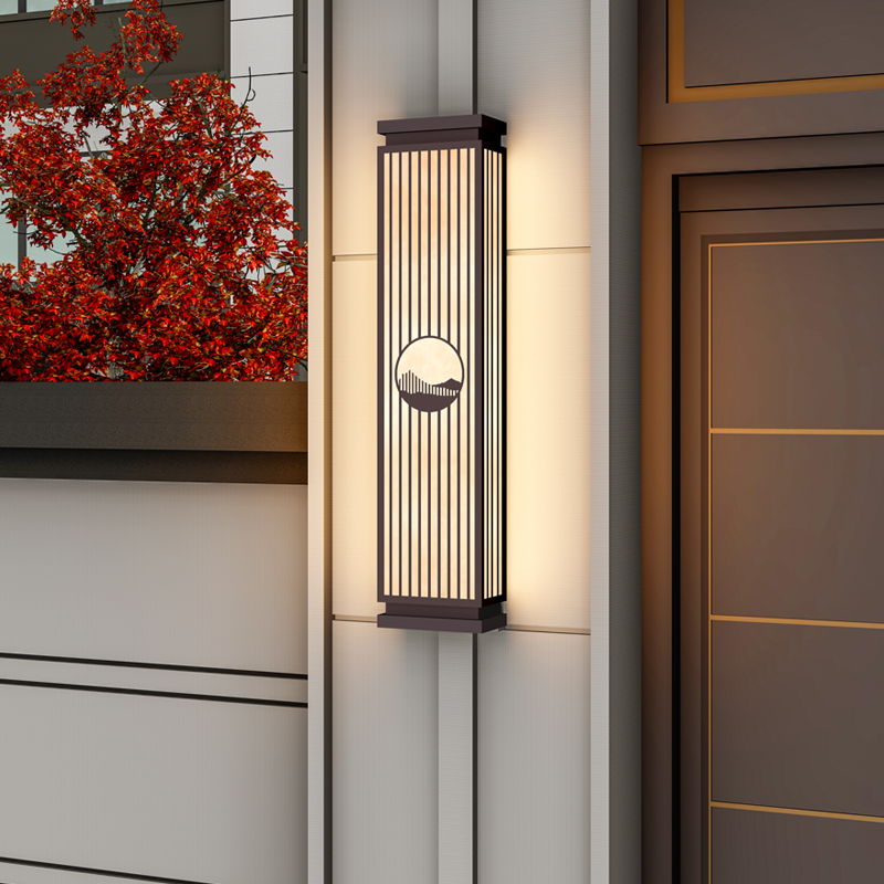 新中式户外壁灯防水仿云石壁灯太阳能酒店L别墅庭院大门外墙挂壁