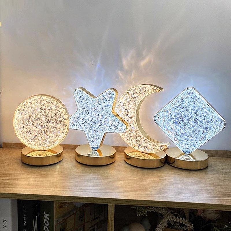 创意礼品星星月亮小夜灯充电触摸三色F卧室床头氛围装饰生活场景