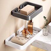 日系奶油风肥皂盒免打孔太空铝墙上浴室置物架壁挂沥水香皂碟架子