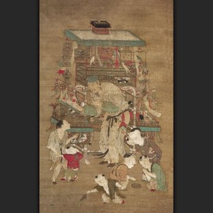 古代国画佚名货郎图明代古画人物真迹复制品立轴画芯临摹装饰欣赏