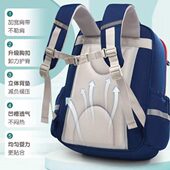 潮儿童护脊小学生书包大容量多功能减负 年级双肩背包牛津布纯色