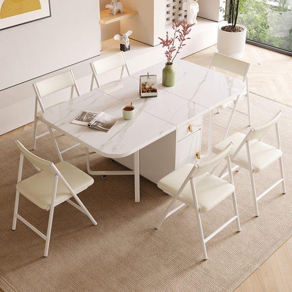 实木折叠餐桌家用小户型可伸缩轻奢岩板餐桌椅组合现代简约吃饭桌,住宅家具,岩板餐桌,淘宝优惠券,粉丝福利购,淘宝优惠卷