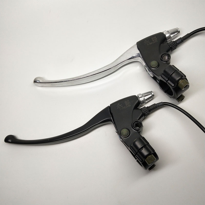 电动踏板车刹车把自行车刹把手刹车手柄带M线全铝白色刹车闸把包