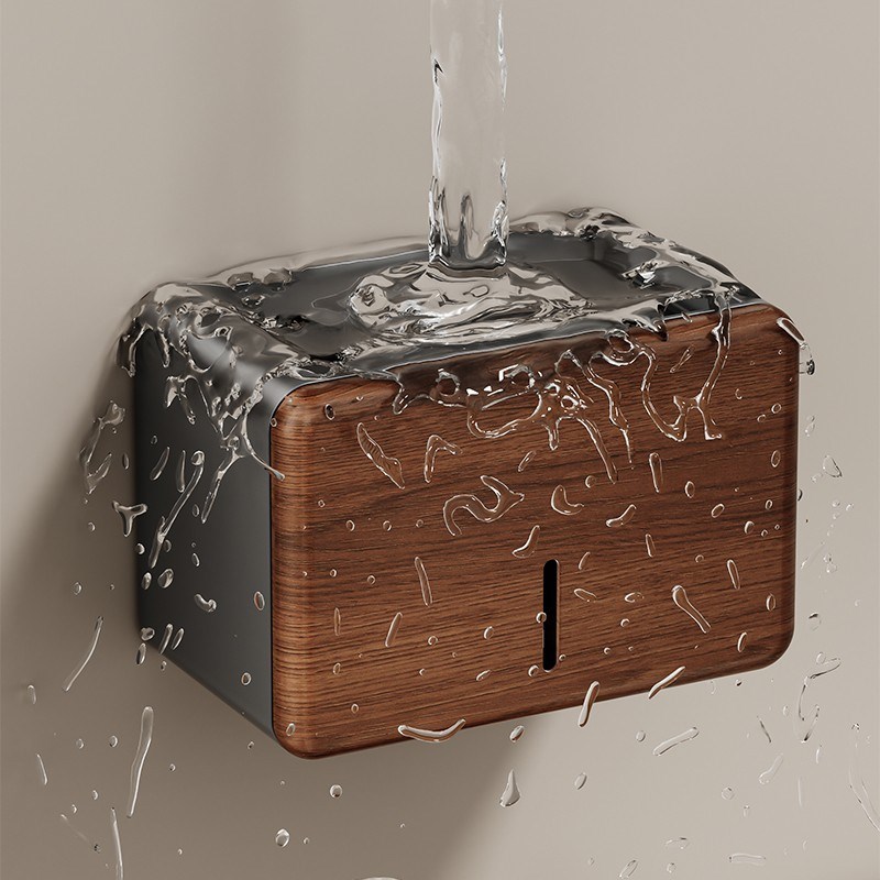 胡桃木卫c生间翻盖厕纸盒浴室厕所纸巾盒防水置物架手纸盒实木中