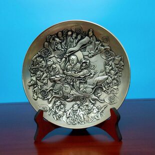 雷部诸将铜盘子摆件黄铜装饰品雷祖铜像铜器工艺品摆件