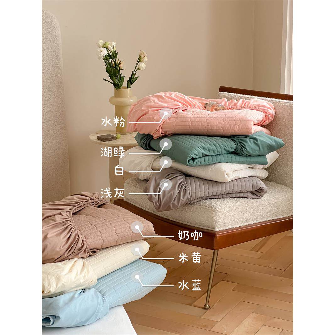 纯棉夹棉床笠单件乳胶床垫保护套全棉床罩褥子套纯色席梦思加高