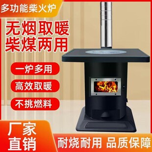 德国进口小型农村家用室内新款柴火气化炉烤火炉子新型柴煤两用无