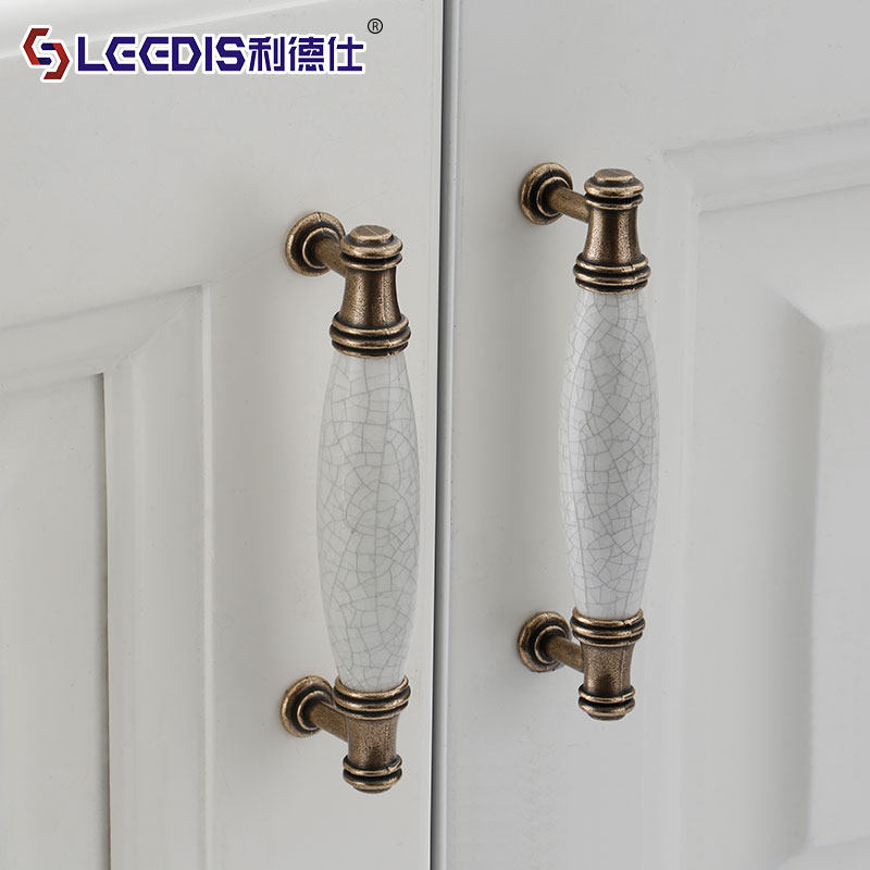 利德仕欧式裂纹橱柜抽屉陶瓷小拉手中式复古衣柜把手仿古陶瓷拉手