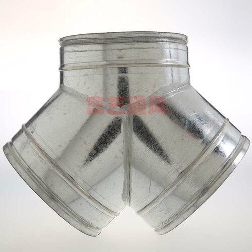 白铁皮三通接头 螺旋风管镀锌通风管变径三通 正三通 Y三通 DN200