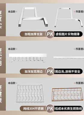 304不锈钢厨房置物架碗碟碗盘沥水架多功能放碗架碗筷收纳盒碗盘