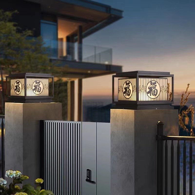 双层福太阳能柱头l灯庭院大门柱灯户外围墙灯接电别墅墙头柱子灯