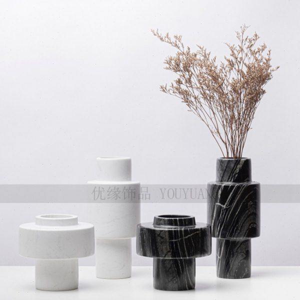 现代北欧创意圆柱大理石花瓶摆件软装客厅茶几电视柜餐桌面插花器,家居饰品,花瓶,淘宝优惠券,粉丝福利购,淘宝优惠卷