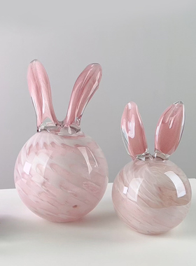 小清新轻奢琉璃兔现代简约客厅台面摆件家N居装饰品可爱生日礼物