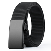 不漏尾皮带简约无牙帆布百搭裤 男士 尼龙自动扣腰带休闲编织个性 带