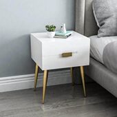 简约现代卧室床头柜北欧白色烤漆储物柜迷你床边柜金色铁艺收纳柜