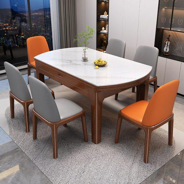 岩板餐桌椅组合家用带电磁炉可伸缩折叠小户型圆桌现代简约吃饭桌,住宅家具,玻璃餐桌,淘宝优惠券,粉丝福利购,淘宝优惠卷