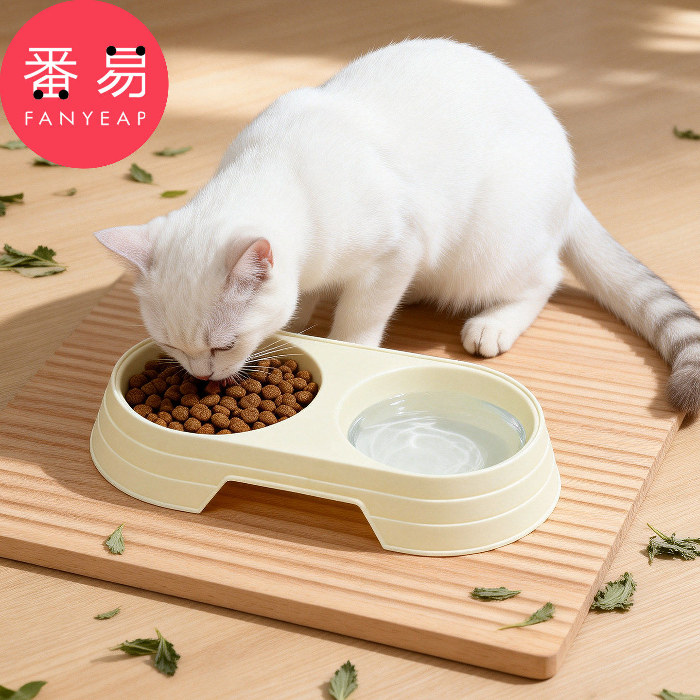 宠物碗B1zoq001-猫碗水碗狗食盆猫咪饭碗双碗小狗慢食碗宠物喝水