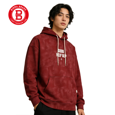 宾玛男冬季新款连帽加绒加厚卫衣