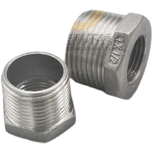 补心不锈钢补芯SUS304NPT美制60度锥螺纹卜申内外丝变径1寸5转2分