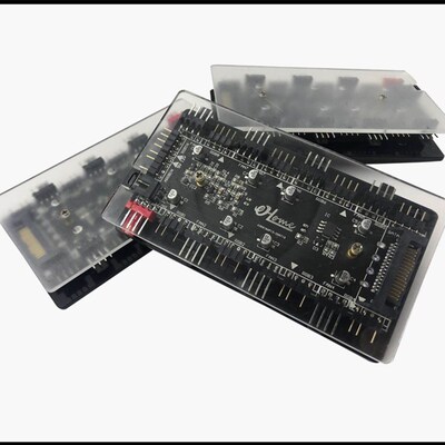 RGB12v4针转5v3针控制器神光同步PWM温控集线 AURA转换精灵转接线