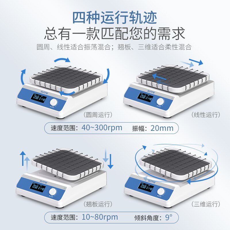 上海尚仪小型摇床实验室圆周线性翘板三维脱色振荡器调速混匀仪