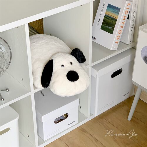 可爱治愈黑白小趴狗毛绒玩具 客厅卧室靠枕坐垫 哄睡玩具修狗玩偶