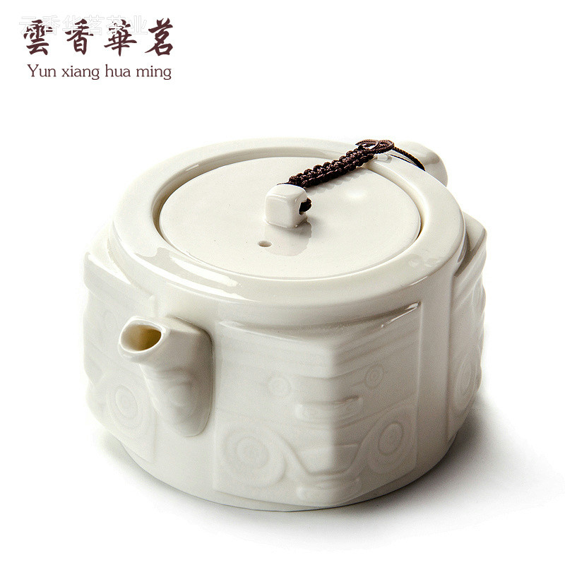 陶瓷白瓷功夫茶具套装家用整套创意玉瓷浮雕脸谱礼品一壶六杯
